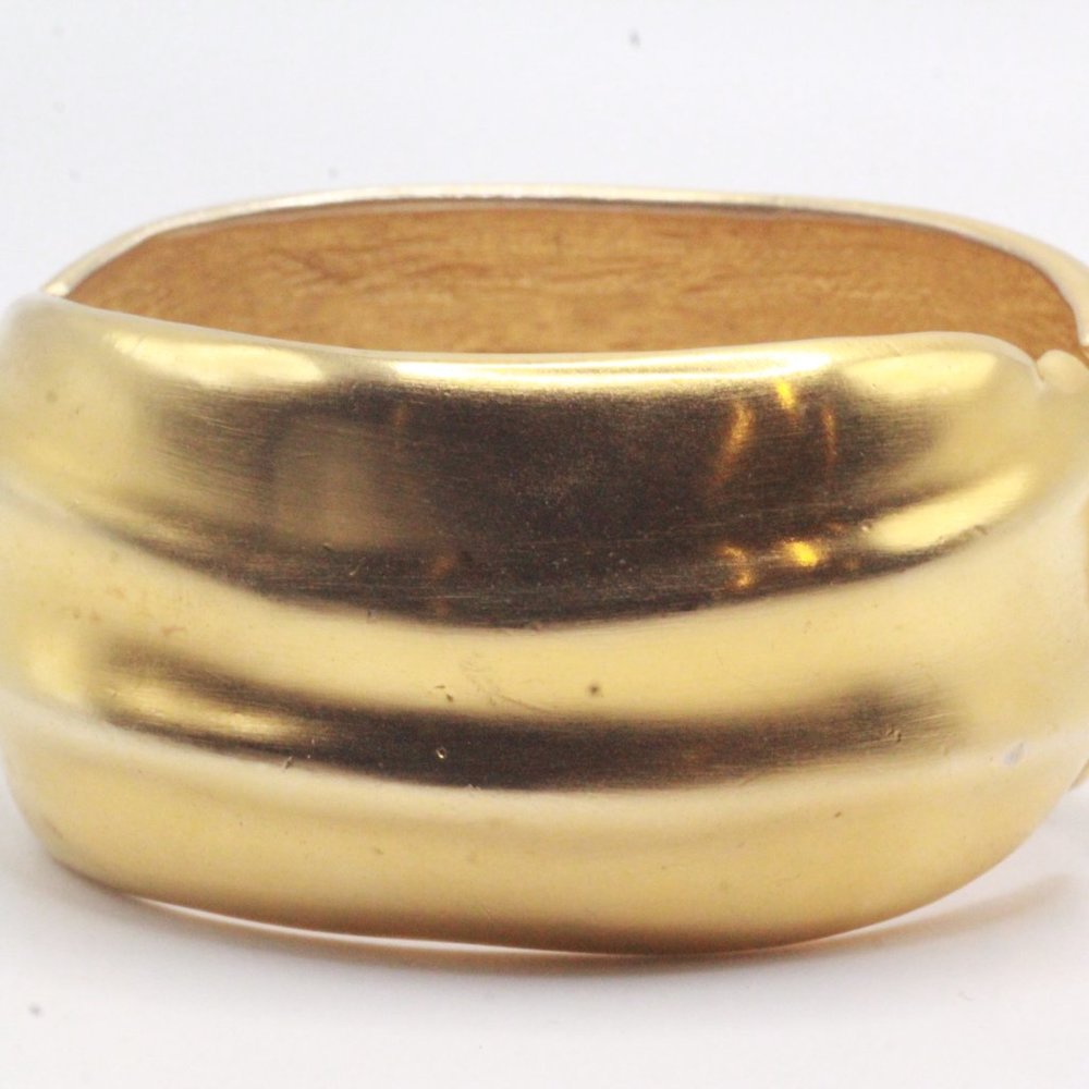 Essex Signed Matte Gold Wide Contemporary High End Couture Bangle Bracelet